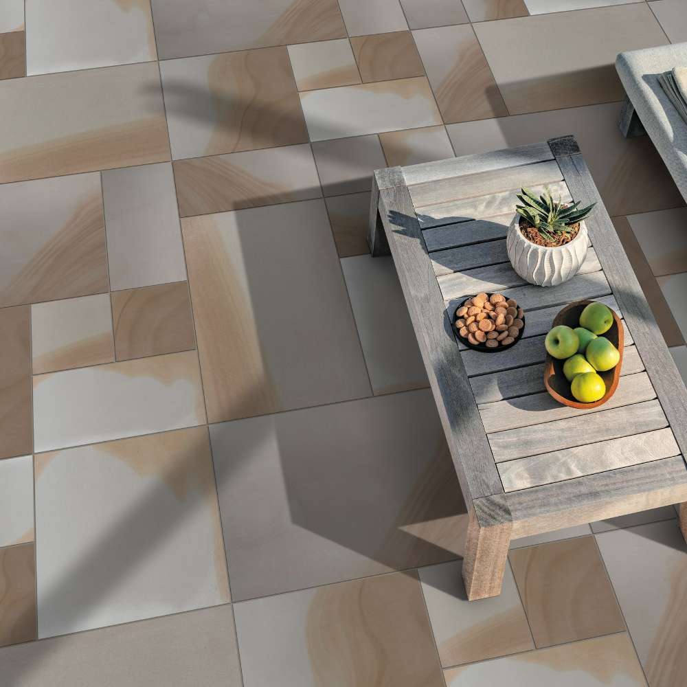 Indian York Smooth Sandstone Mixed Patio Sawn Edged Paving Slabs