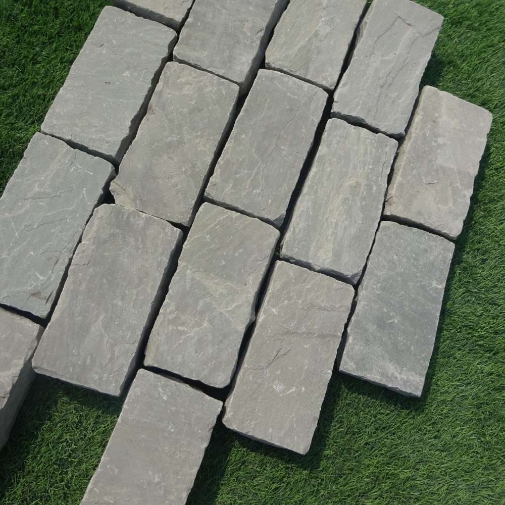 Kandla Grey Riven Sandstone 100X200 Block Setts – Stonewise