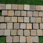 Raj Green Riven Sandstone 100X100 Square Setts