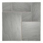 Kandla Grey Riven Sandstone Mixed Patio Paving Slabs 30mm