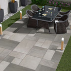 Kandla Grey Riven Sandstone Mixed Patio Paving Slabs 30mm