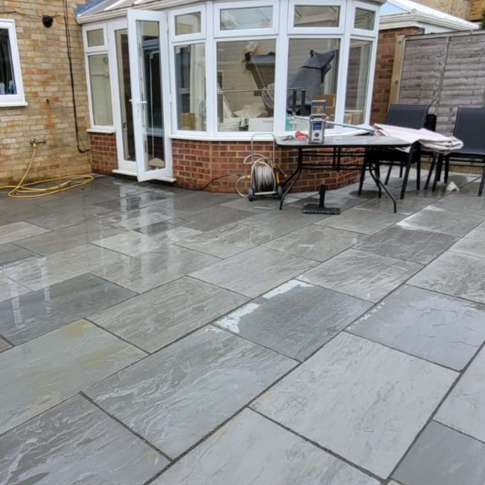 Kandla Grey Riven Sandstone 600x900 Paving Slabs