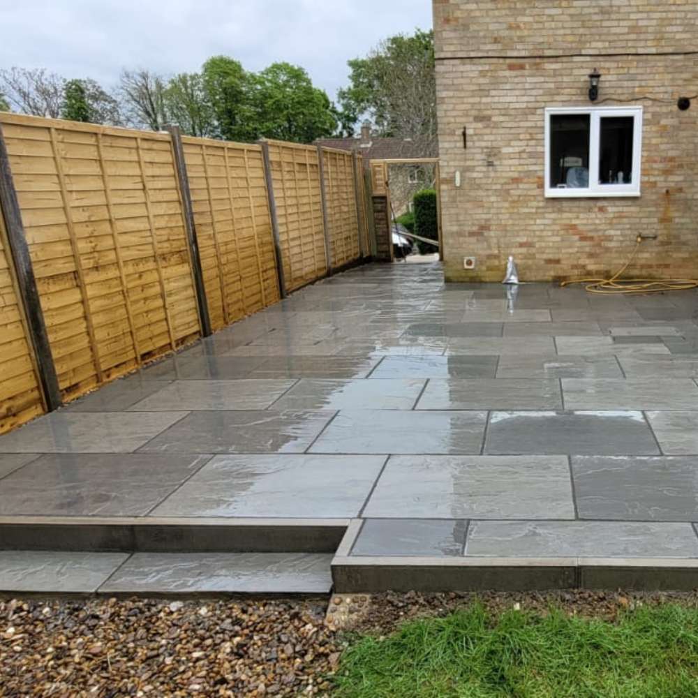 Kandla Grey Riven Sandstone 600x900 Paving Slabs