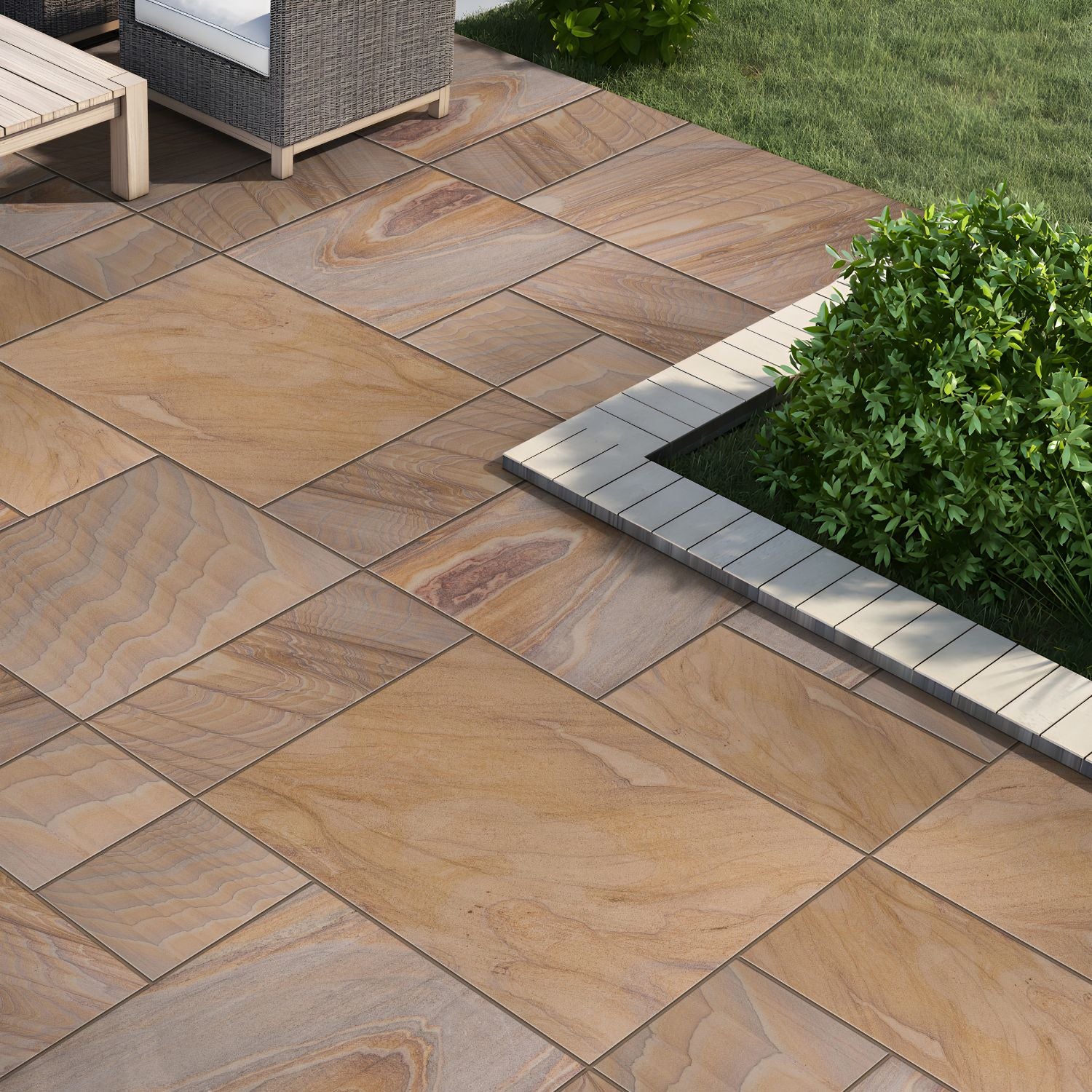 Rainbow Smooth Sandstone Mixed Patio Paving Slabs