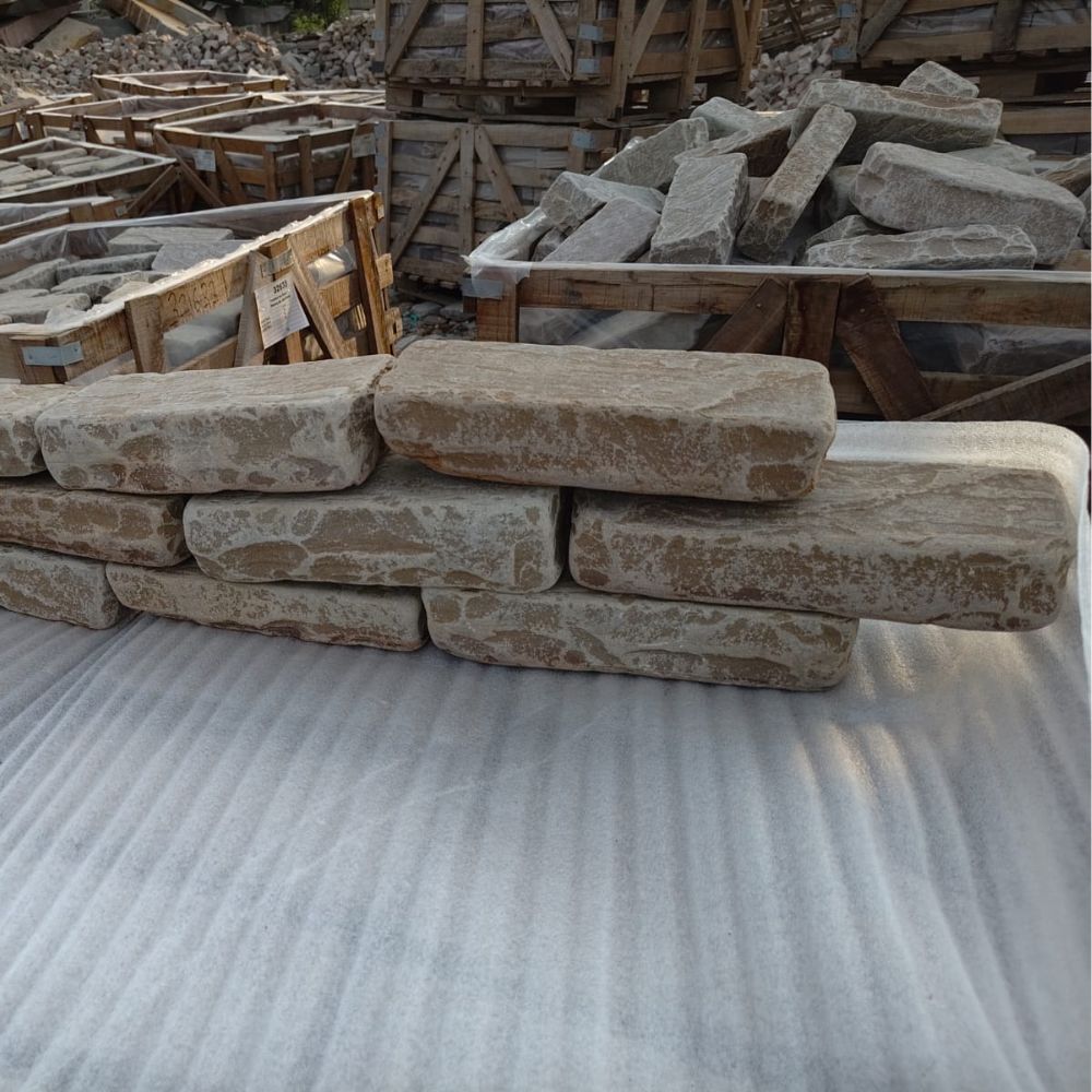 Raj Green Tumbled Sandstone 215x100 Walling