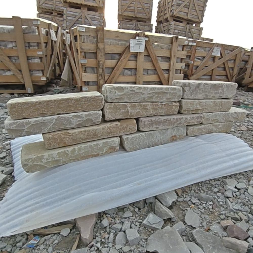Raj Green Tumbled Sandstone 215x100 Walling