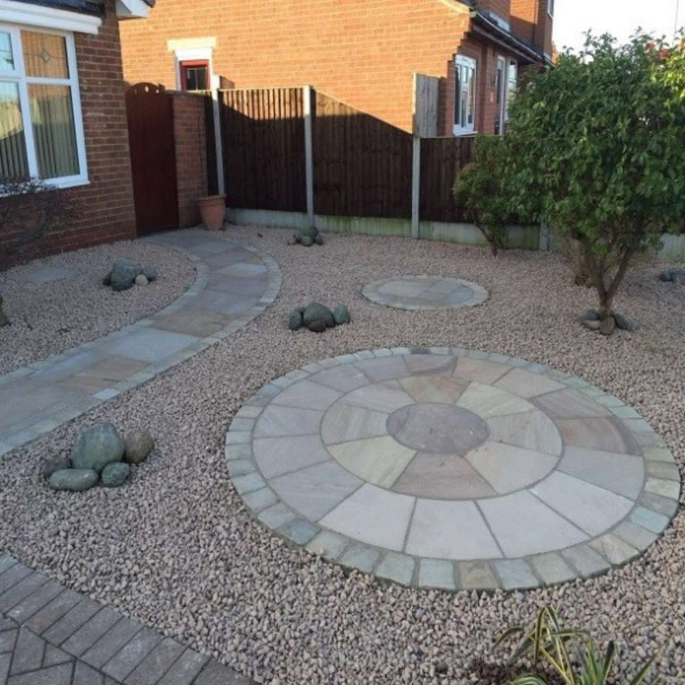 Rippon Buff Riven Sandstone 2.4m Paving Circle Excluding SOK