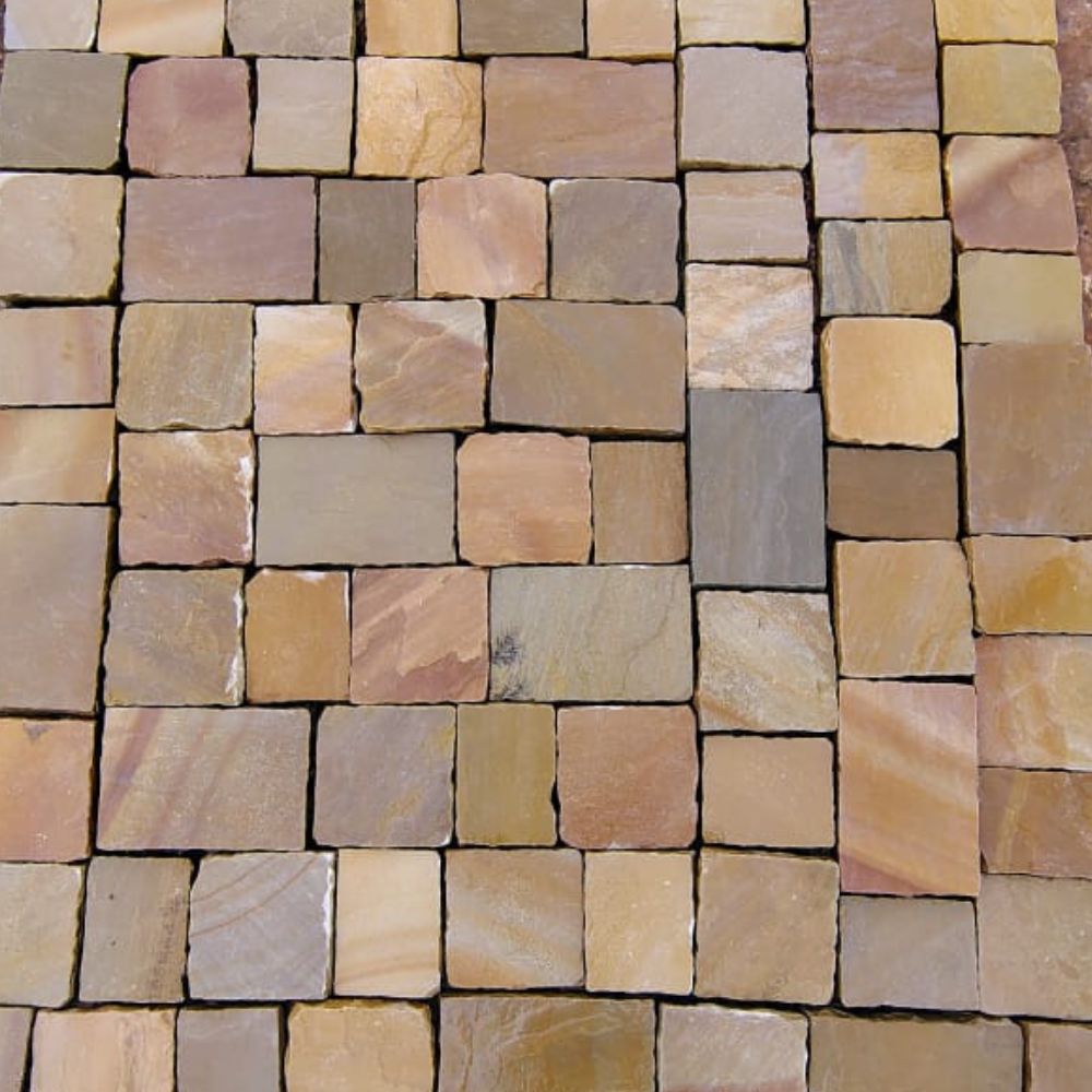Rippon Buff Tumbled Sandstone Paving Setts