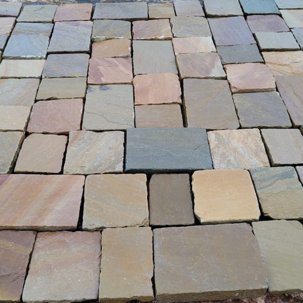 Rippon Buff Tumbled Sandstone Paving Setts