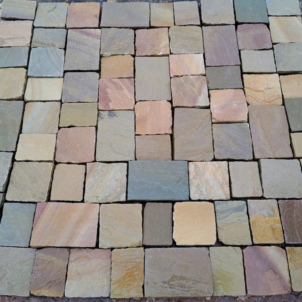 Rippon Buff Tumbled Sandstone Paving Setts