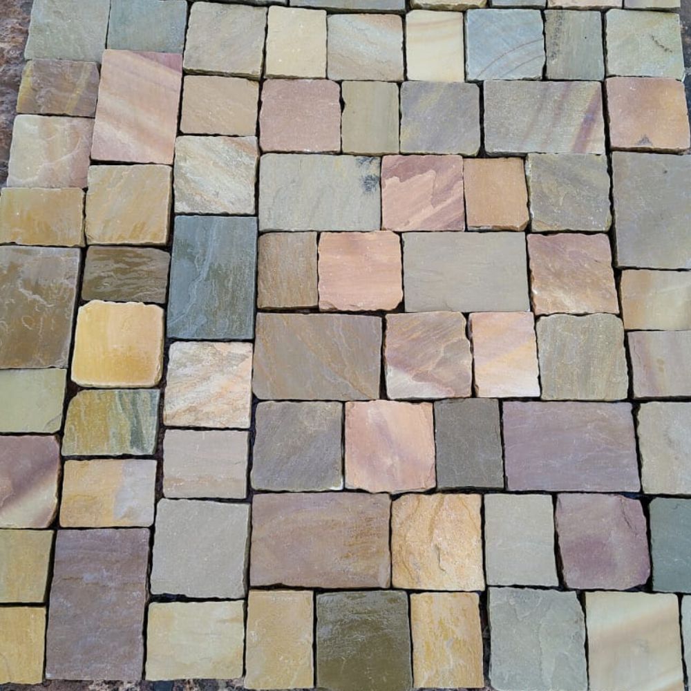 Rippon Buff Tumbled Sandstone Paving Setts