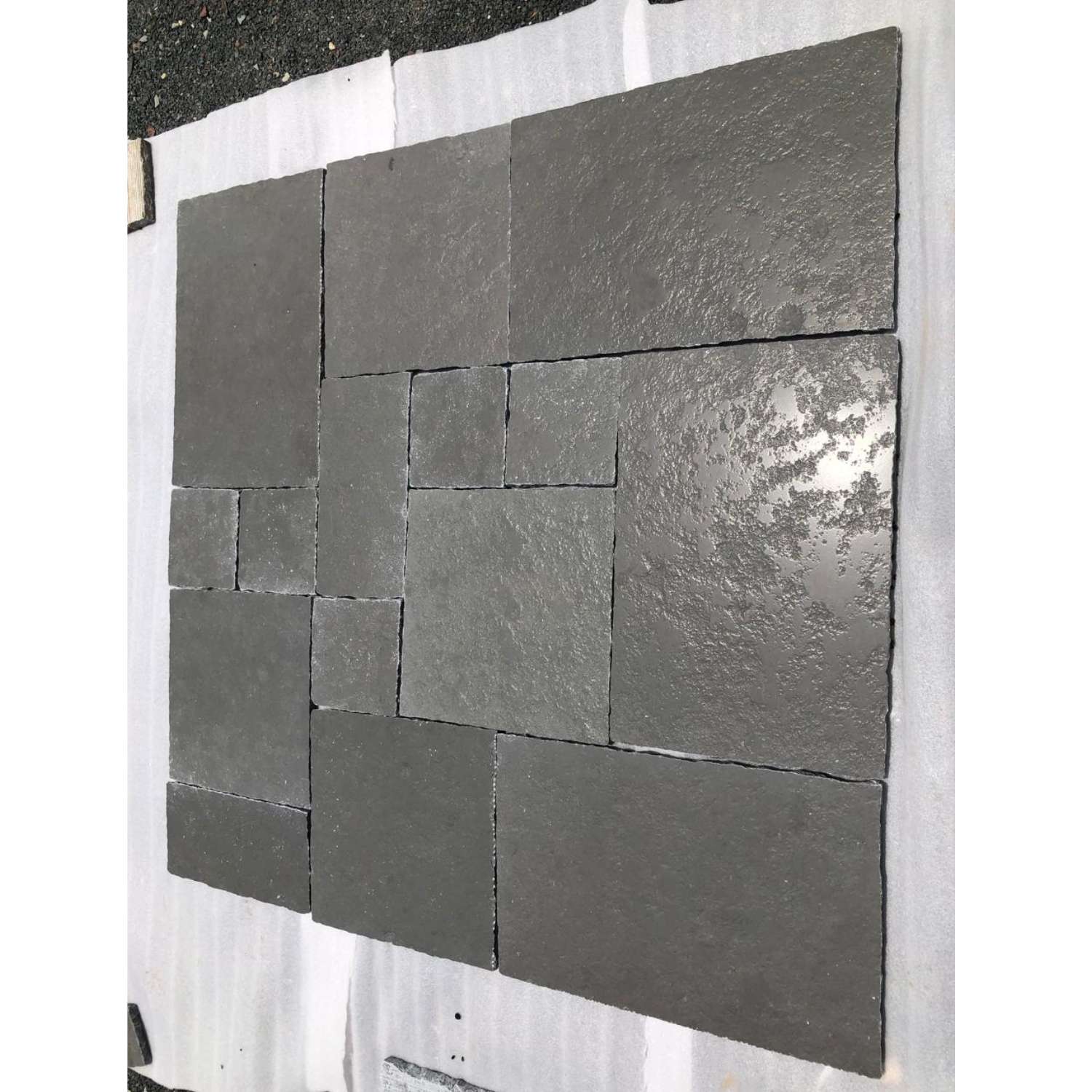 Tandur Grey Tumbled Limestone Mixed Patio Paving Slabs