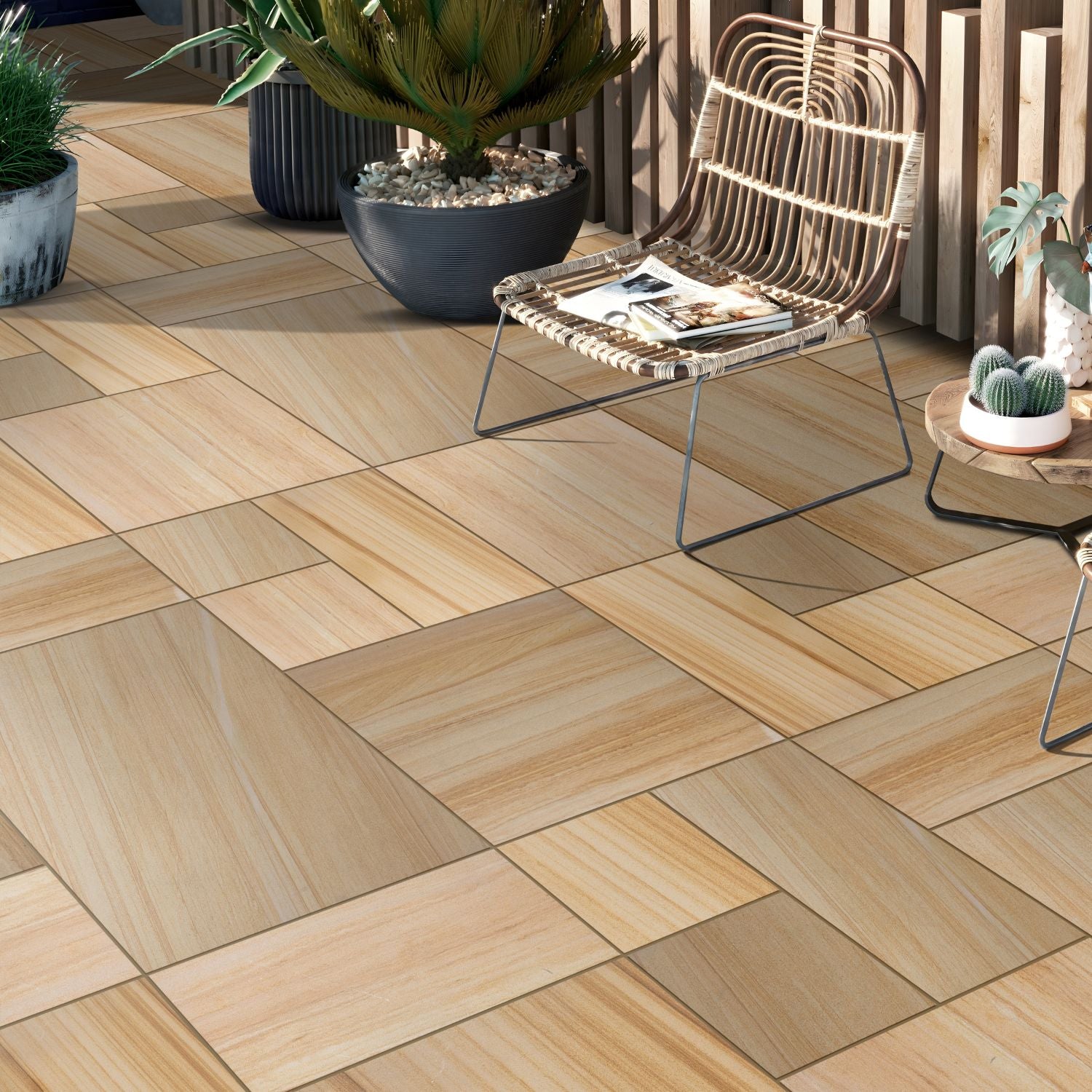 Teak Wood Indian Sandstone